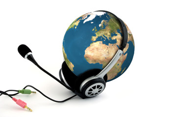 Earth with headphones