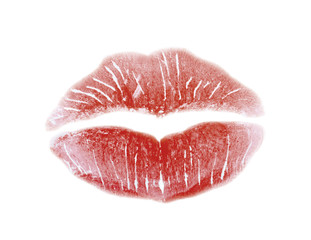 Kuss Kussmund roter Lippenstift Lippenabdruck