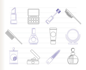 beauty, cosmetic and make-up icons - vector icon set
