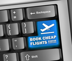 Keyboard Illustration "Book Cheap Flights !!!!!!"