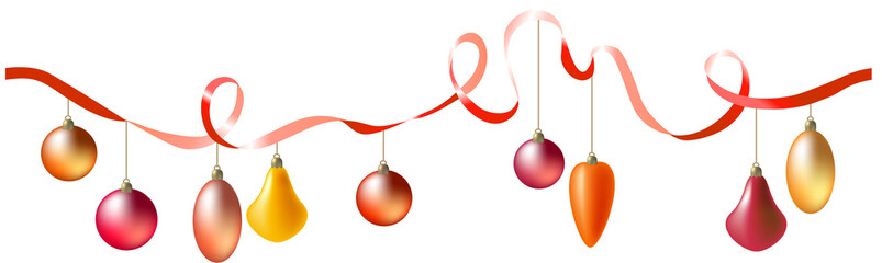 Ribbon with hanging christmas balls