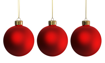 Christmas decoration three red ornaments