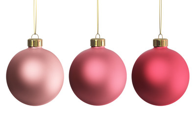Christmas decoration three pink ornaments