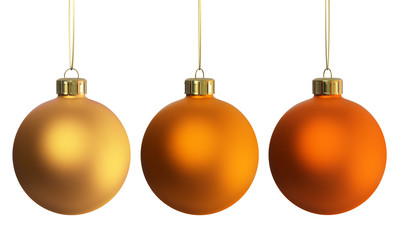 Christmas decoration three golden ornaments