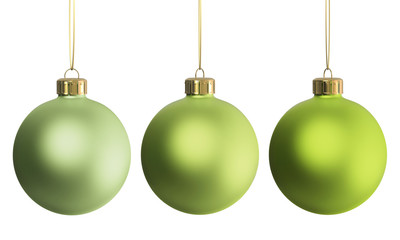 Christmas decoration three green ornaments