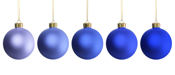 Christmas decoration five blue ornaments