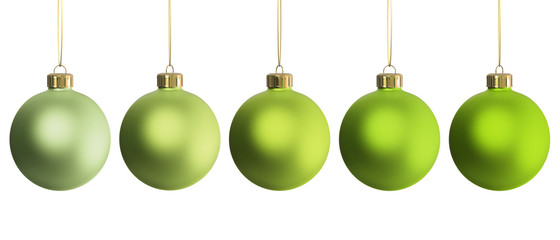 Christmas decoration five green ornaments