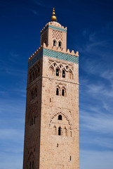 Fototapeta na wymiar Le minaret de la Koutoubia dans Marrakech