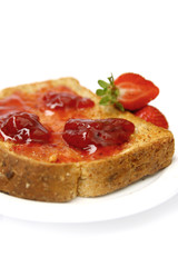 Strawberry jam on toast