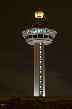 Changi Airport Controller Tower at Night 2