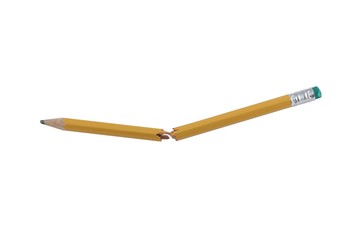 Broken pencil isolated on pure white