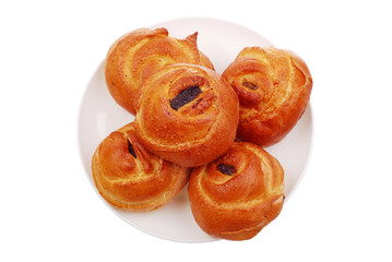 The fresh buns on white