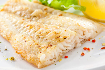 Fish dish - fried fish fillet with vegetables