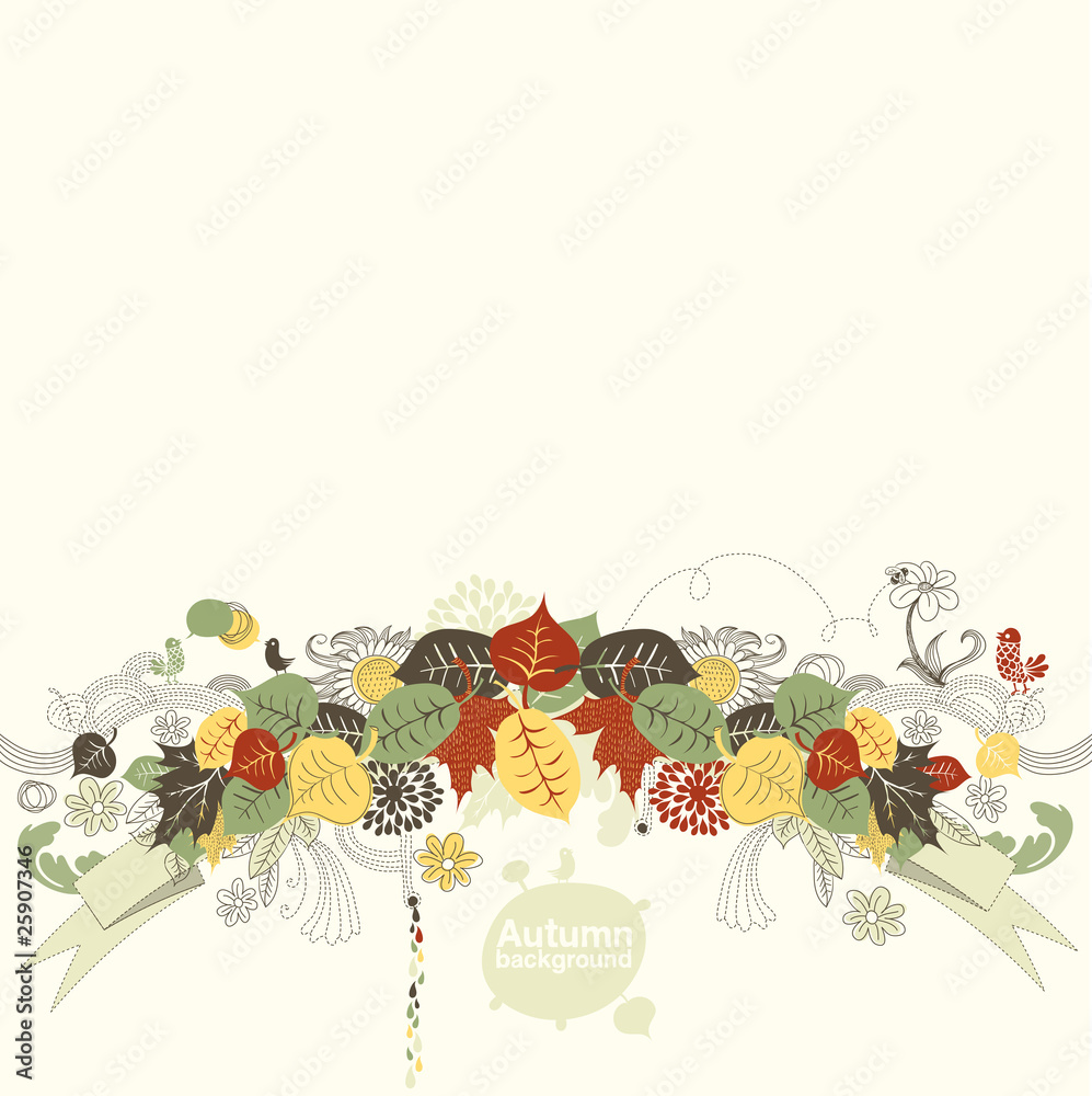 Wall mural creative autumn background - seasonal illustration