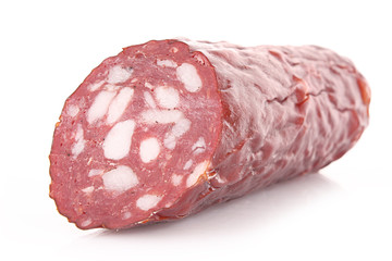 Smoked sausage isolated on white