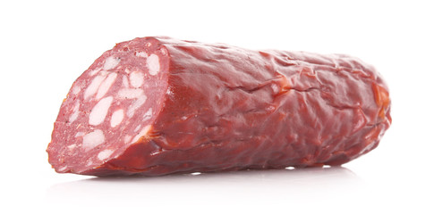 Smoked sausage isolated on white