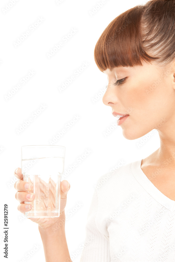 Poster woman with glass of water