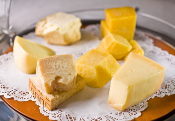 Set of cheese in a bowl for storage