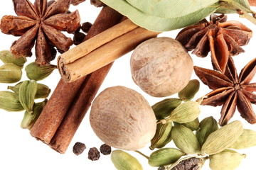 Asian spices on a white background