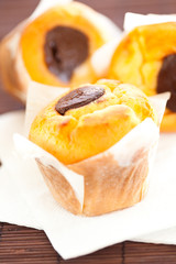 homemade muffin filled with chocolate