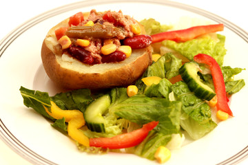 Jacket Potato with Tuna and Mixed Bean Salad