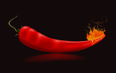 Burning pepper in black