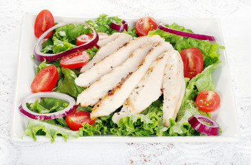 plate of grilled chicken salad