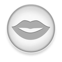 White Button / Icon "Mouth / Lips Symbol"