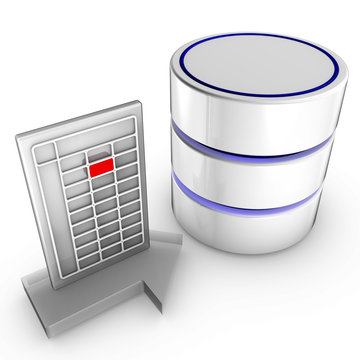 Icon symbolizing the data import into a database