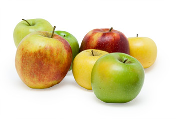 Apple fresh fruit group on white background