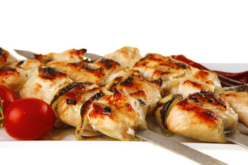 chicken shish kebab with vegetables