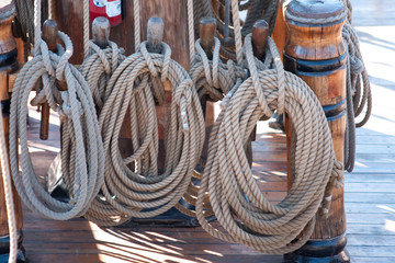 Ropes on sailing ship