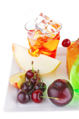 fruit icecream and raw fruits