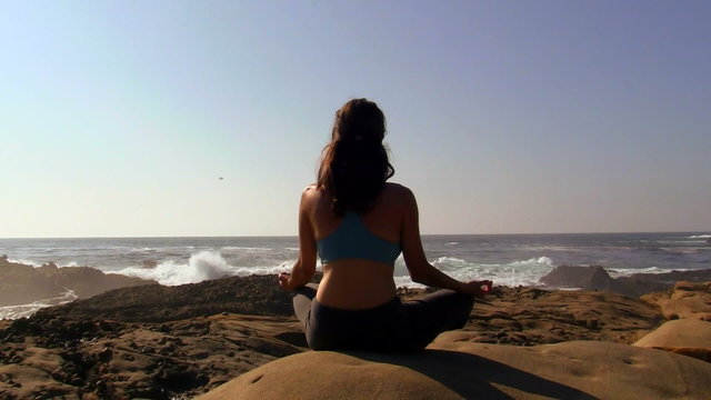 Yoga in idyllic seaside landscape - HD