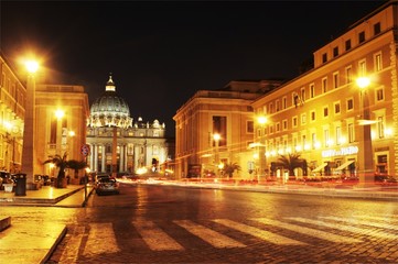 Fototapeta na wymiar St Peters Basilica Church, Rome, by Night