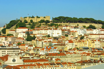 Fototapeta na wymiar Bird view panorama of Lisbon city, Portugal
