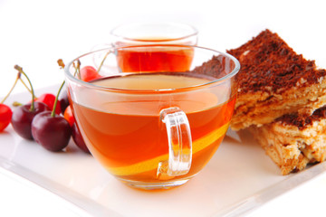 black english tea and cakes