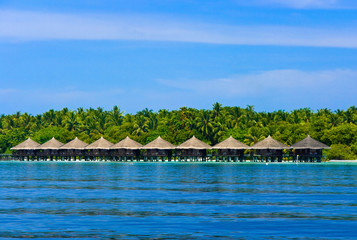 Water bungalows on a tropical island