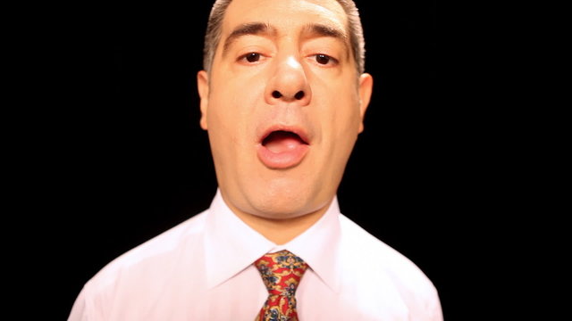 Businessman chewing and stretching gum - Emotion - Happiness