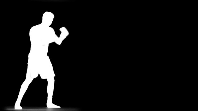 Boxer Sparring in Slow Motion (inverted silhouette)