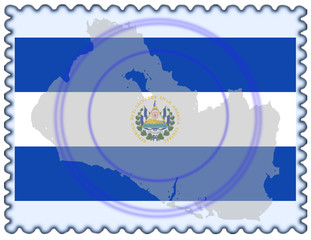 El Salvador map flag stamp