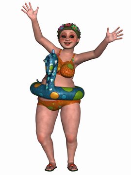 Weinbliche Fantasie Figur im Badeanzug