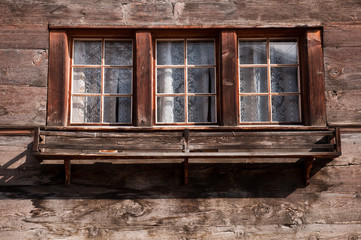 Old wooden windows from a Swiss Chalet