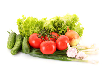 Fresh vegetables on white