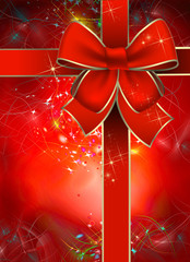 Navidad paquete de regalo con un lazo rojo