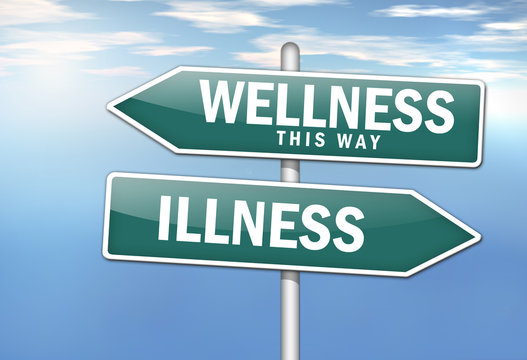 Signpost "Wellness vs. Illness"