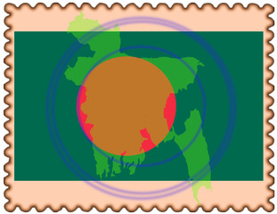 Obraz premium Bangladesh map flag stamp