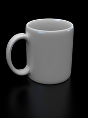 white cup on the black suitable for placing logo or text