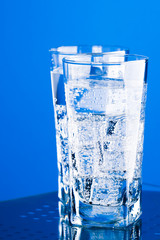 three glasses with cold water