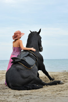 cheval assis et sa cavaliere